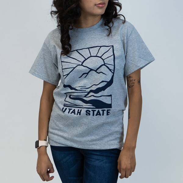 utah state scenic t-shirt gray